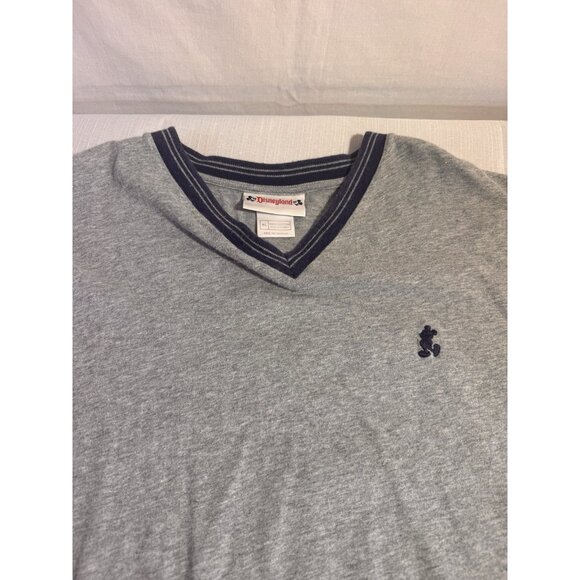 Disney Other - Vintage Disneyland Mickey Mouse V-Neck Ringer T-Shirt Gray XL Disney